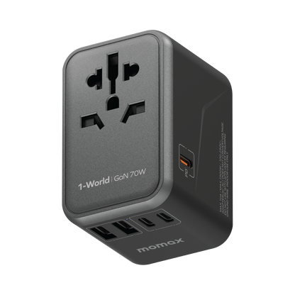 MOMAX 1-World PD 70W GaN 5-Port + AC Charger Universal Travel Adapter