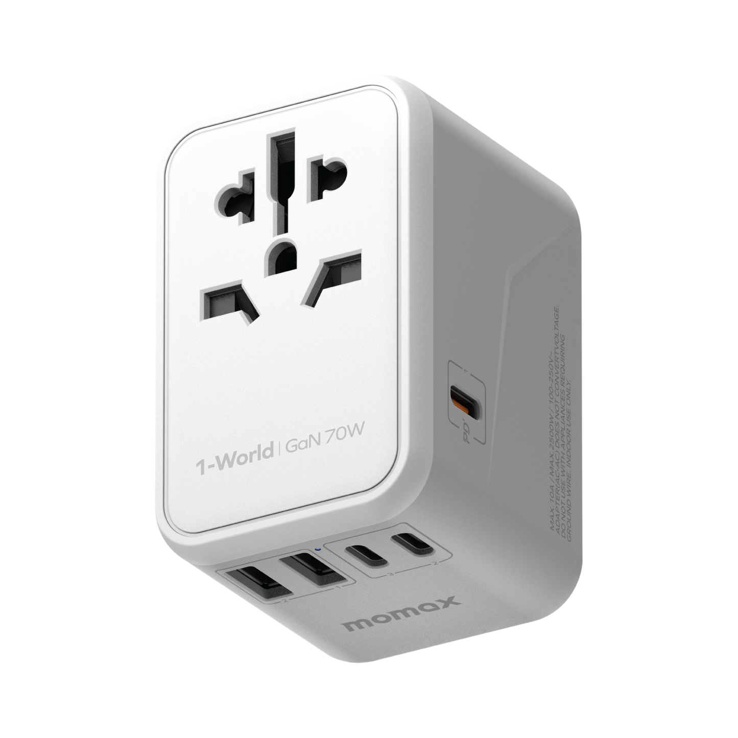 MOMAX 1-World PD 70W GaN 5-Port + AC Charger Universal Travel Adapter