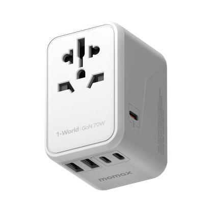 MOMAX 1-World PD 70W GaN 5-Port + AC Charger Universal Travel Adapter