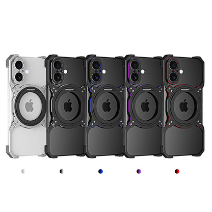 iy Bicolor Robotic Arm MagSafe Pivot Ring Stand Case Cover with Lens Protector