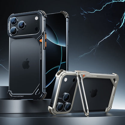 Oatsbasf 9 Shell Invisible Kickstand Air Cushion Shockproof Aluminum Metal Bumper Case Cover