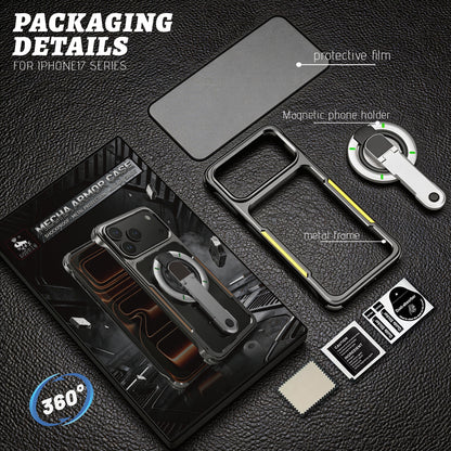 Luphie Mecha Armor Metal Case Cover with Magnetic Ring Holder MagSafe Bracket