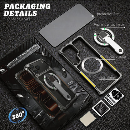 Luphie Mecha Armor Metal Case Cover with Magnetic Ring Holder MagSafe Bracket