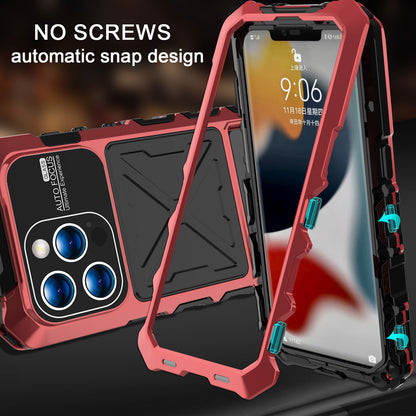 R-Just Kickstand Military-Grade Shockproof Heavy Duty Metal Snap Case Cover