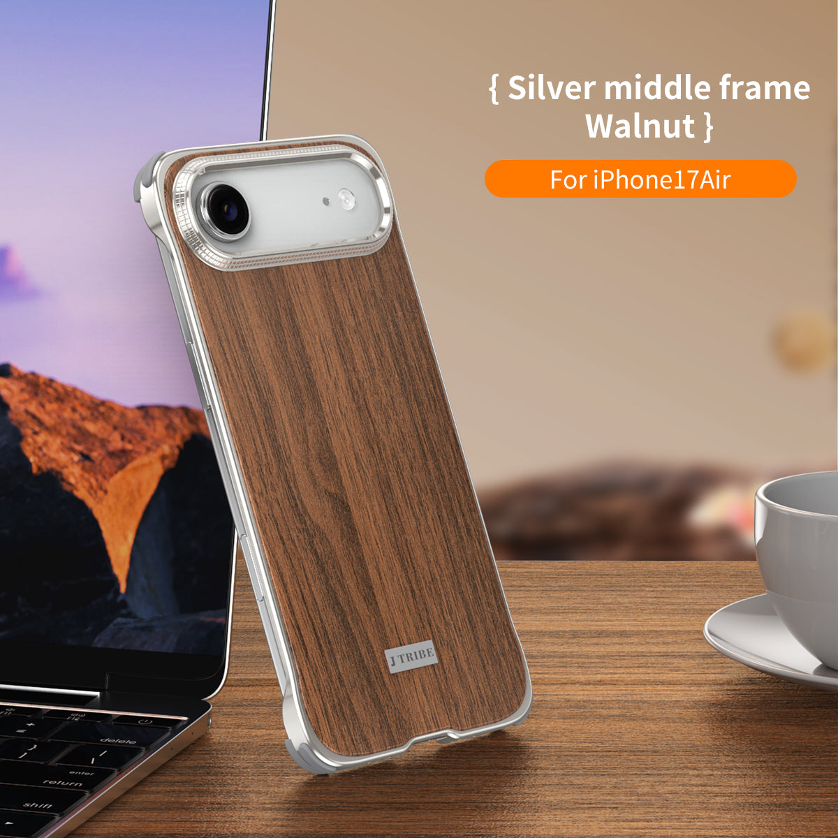 Armor King MagSafe Walnut Wood Back Bezel-less Metal Case Cover