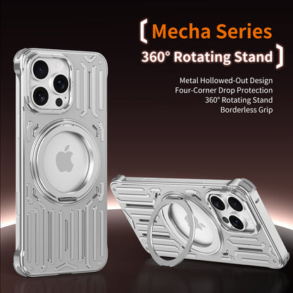 Armor King Mecha MagSafe Pivot Ring Stand Air Cushion Shockproof Metal Case Cover
