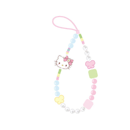 Sanrio Characters Flower Town Wristlet Beads Phone Strap Hanging Chain Lanyard