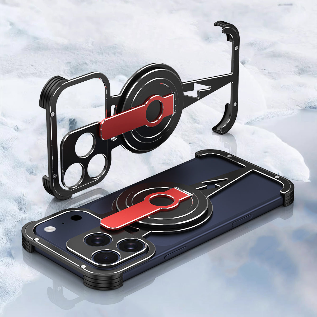 iy Bicolor Thor MagSafe Air Cushion Shockproof Kickstand Metal Case Cover