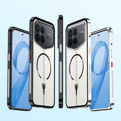 Armor King MagSafe Elastic Buckle Heat Dissipation Metal Bumper Frosted Acrylic Back Case Cover