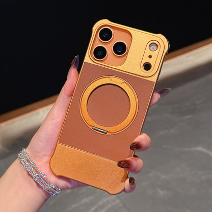 Armor King Bezel-less Leatherette Back Air Cushion MagSafe Metal Case Cover