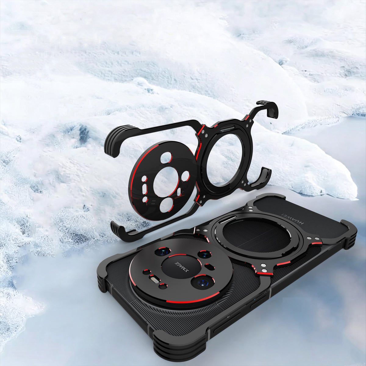 iy Bicolor Robotic Arm MagSafe Pivot Ring Stand Case Cover with Lens Protector