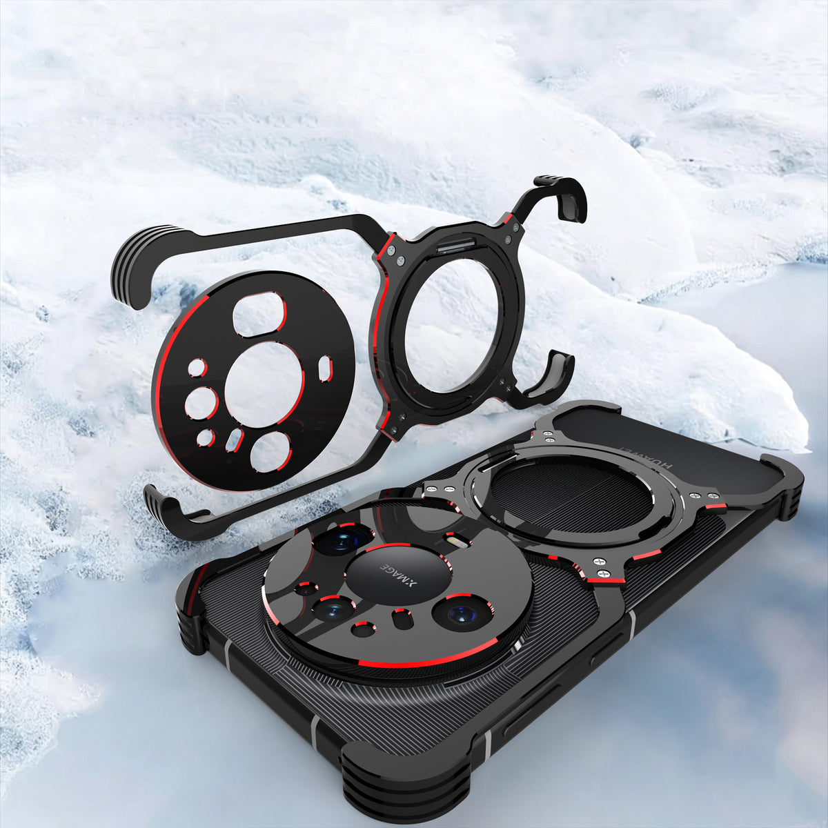 iy Bicolor Robotic Arm MagSafe Pivot Ring Stand Case Cover with Lens Protector