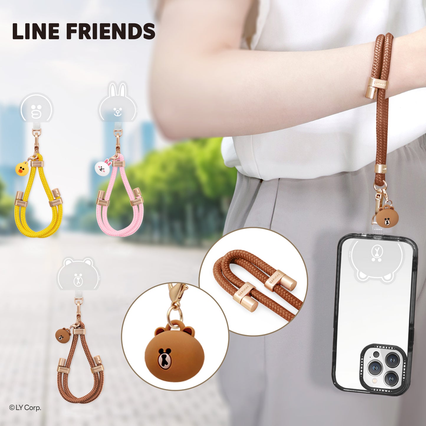 GARMMA Line Friends Doll Charm Buckle Strap Adjustable Phone Lanyard