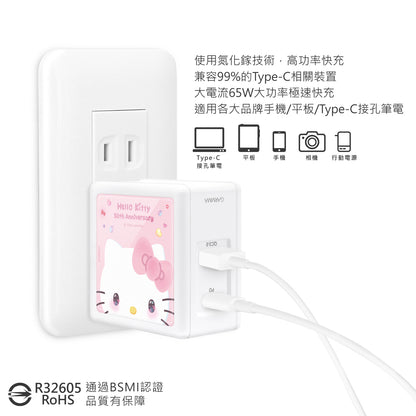 GARMMA Sanrio Characters Dual Ports GaN 65W PD Fast Charger