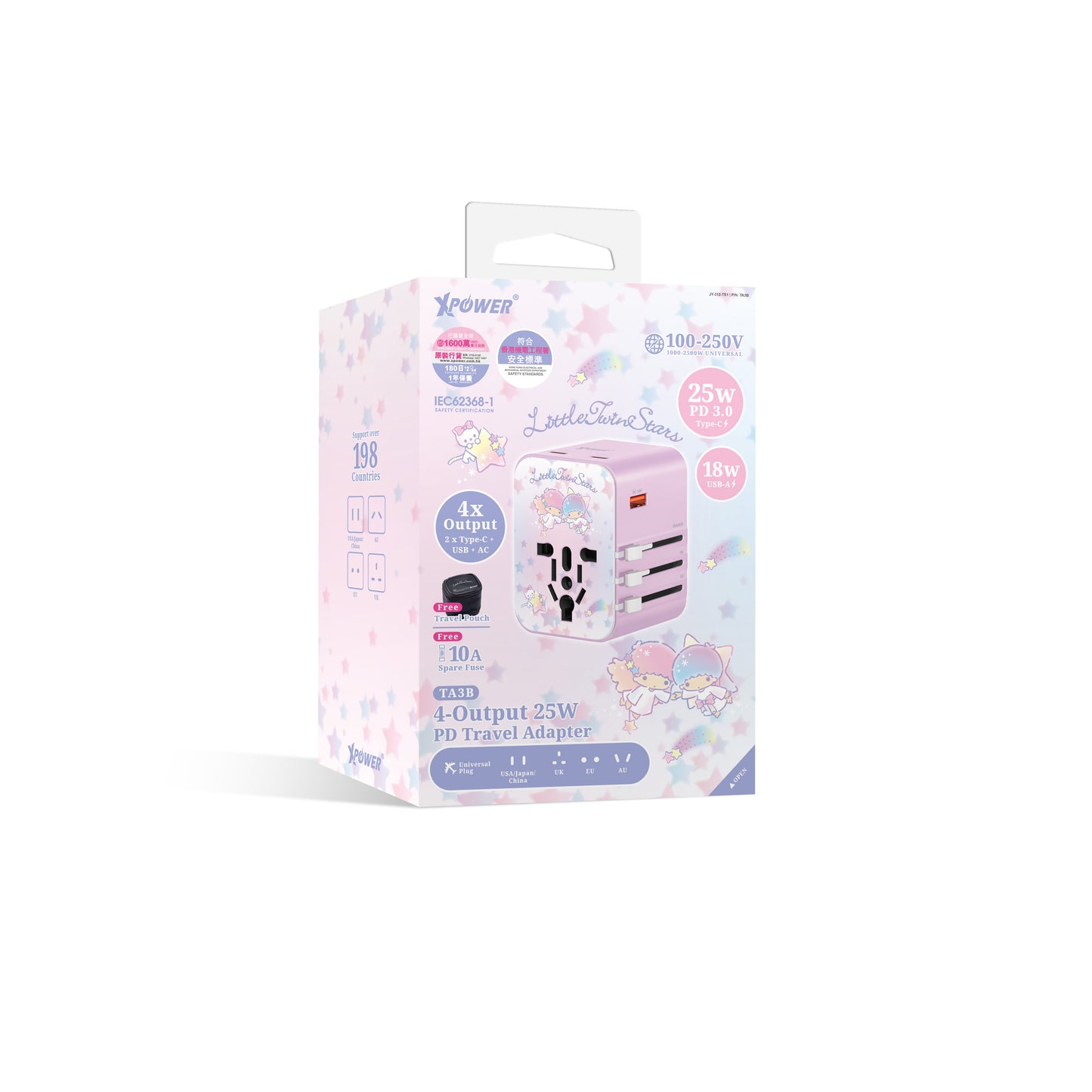 XPower x Sanrio 25W 4-Output PD 3.0/PPS Travel Adapter Universal Plug