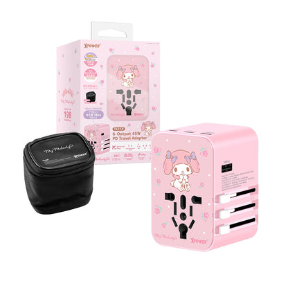 XPower x Sanrio 45W 6-Output PD 3.0/PPS Travel Adapter Universal Plug