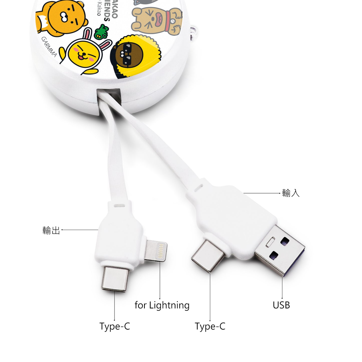 GARMMA Kakao Friends PD Fast Charge Lightning+Type-C Extracted Extension Cable