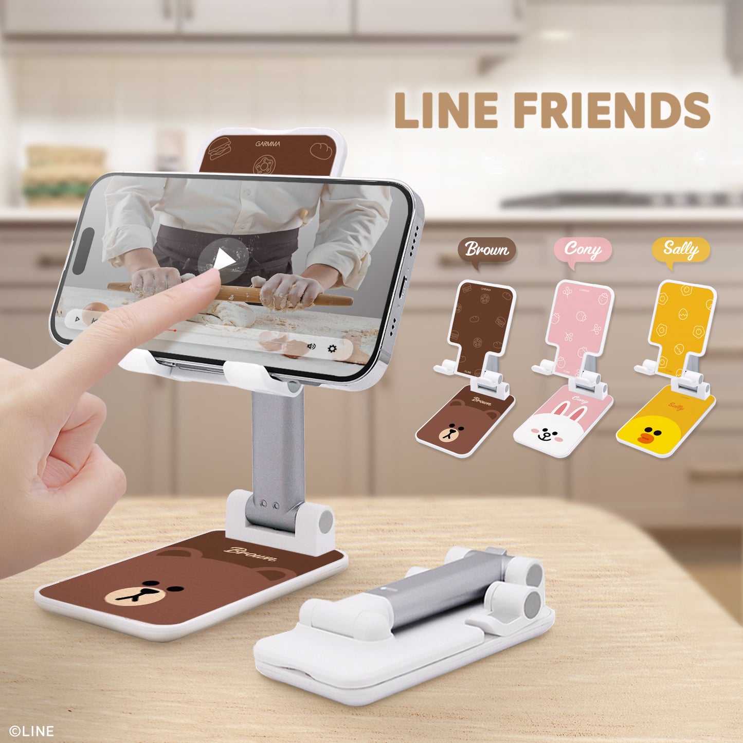 GARMMA Line Friends Foldable Desktop Stand Phone Tablets Holder