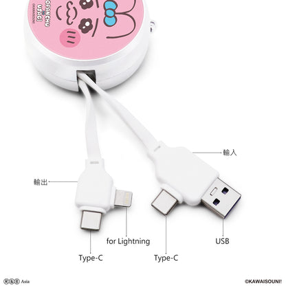 GARMMA Opanchu Usagi PD Fast Charge Lightning+Type-C Extracted Extension Cable