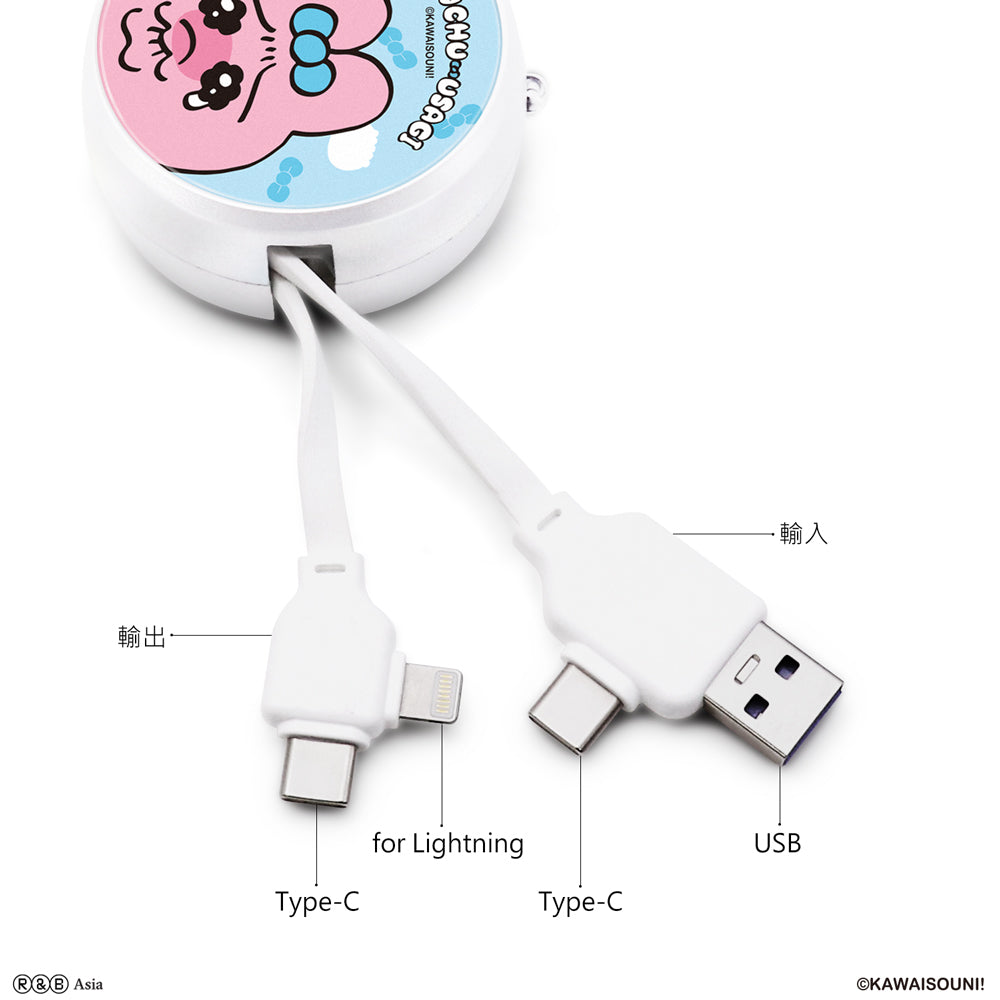 GARMMA Opanchu Usagi PD Fast Charge Lightning+Type-C Extracted Extension Cable