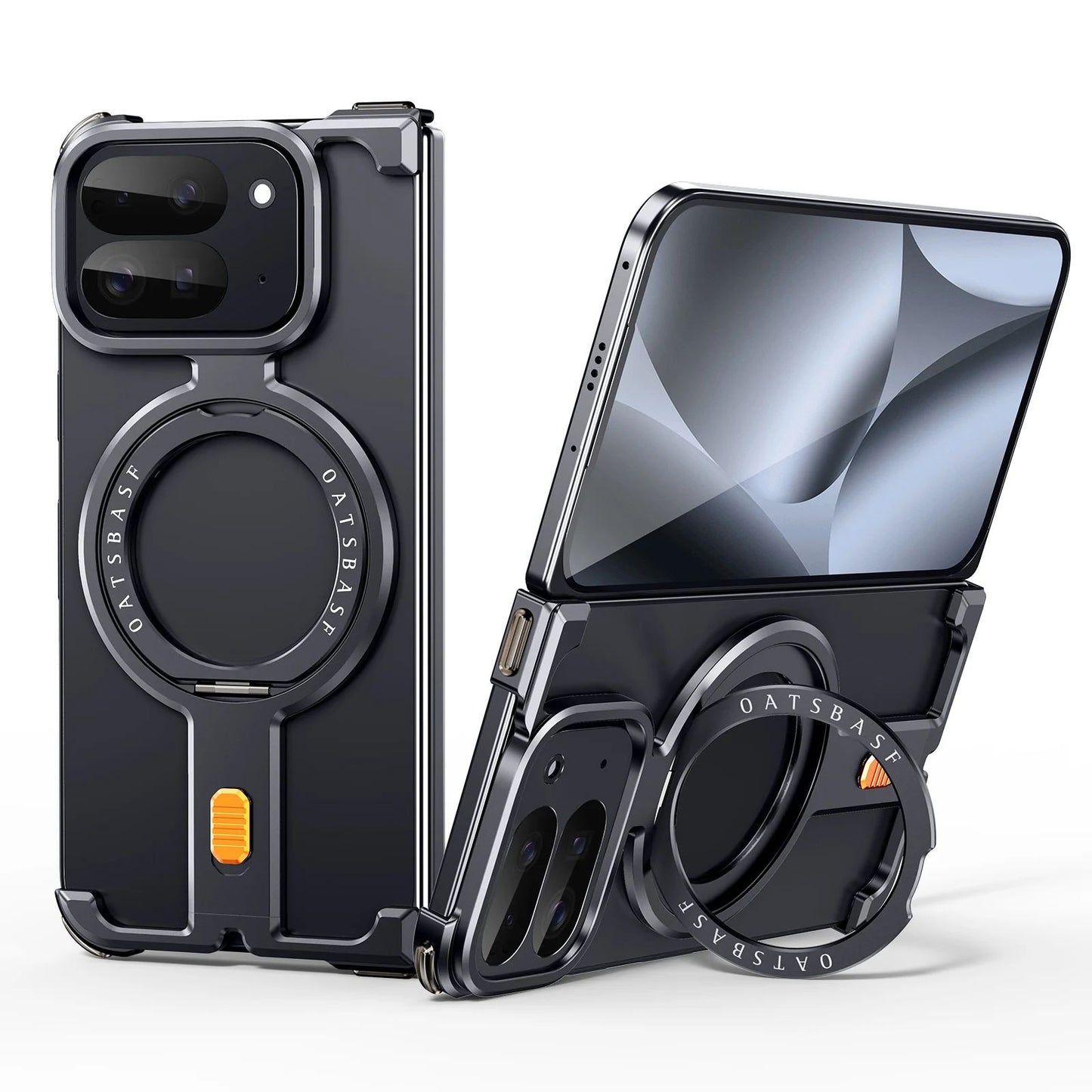 Oatsbasf New π MagSafe Pivot Ring Stand Air Cushion Minimalist Frameless Metal Case Cover