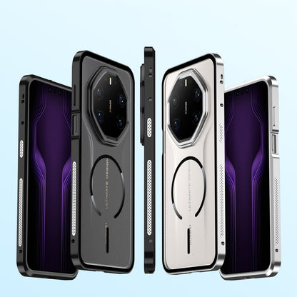 Armor King MagSafe Elastic Buckle Heat Dissipation Metal Bumper Frosted Acrylic Back Case Cover