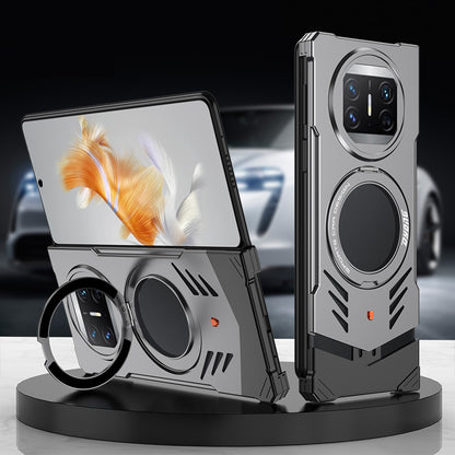 Armor King Supercar MagSafe Pivot Ring Stand Elastic Buckle Frameless Metal Case Cover