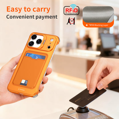 Armor King Lens Stand Leather Card Holder Borderless Metal Case Cover