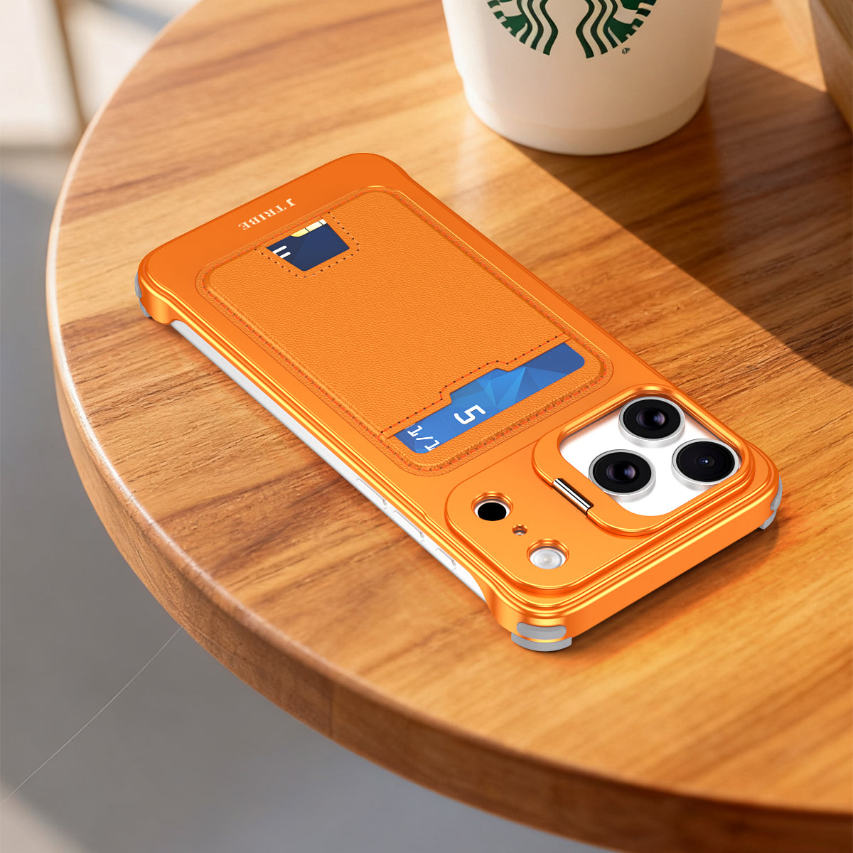Armor King Lens Stand Leather Card Holder Borderless Metal Case Cover
