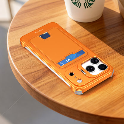 Armor King Lens Stand Leather Card Holder Borderless Metal Case Cover