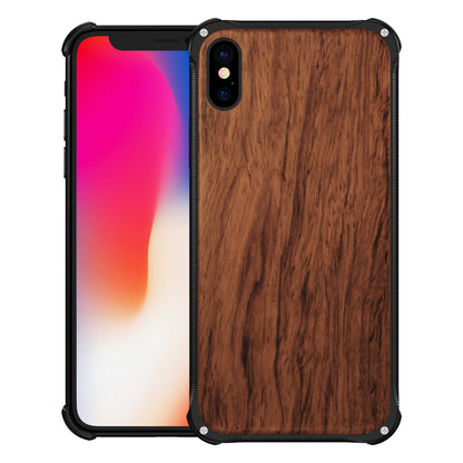 Kylin Armor Aluminum Metal Frame Natural Wood / Tempered Glass Back Case Cover