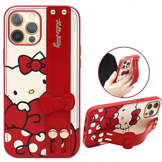 GARMMA Hello Kitty Adjustable Wrist Strap Kickstand Leather Cover Case - Armor King Case