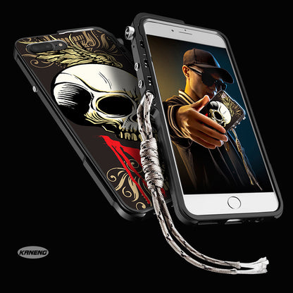 KANENG Mechanical Arm Trigger Aluminum Metal Bumper Skull PC Back Case Cover