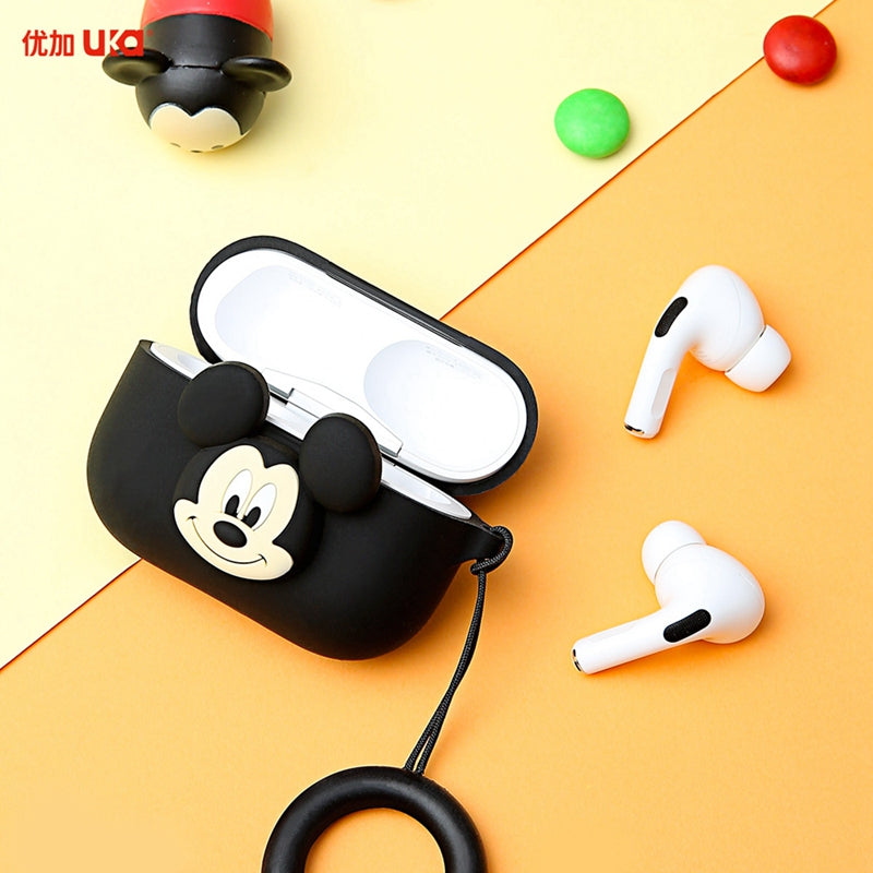 UKA Disney Shockproof Apple AirPods Pro&2&1 Silicone Case Cover with Ring Strap