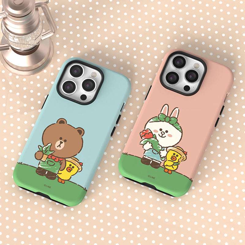 Line Friends Garden Dual Layer TPU+PC Shockproof Guard Up Combo Case Cover