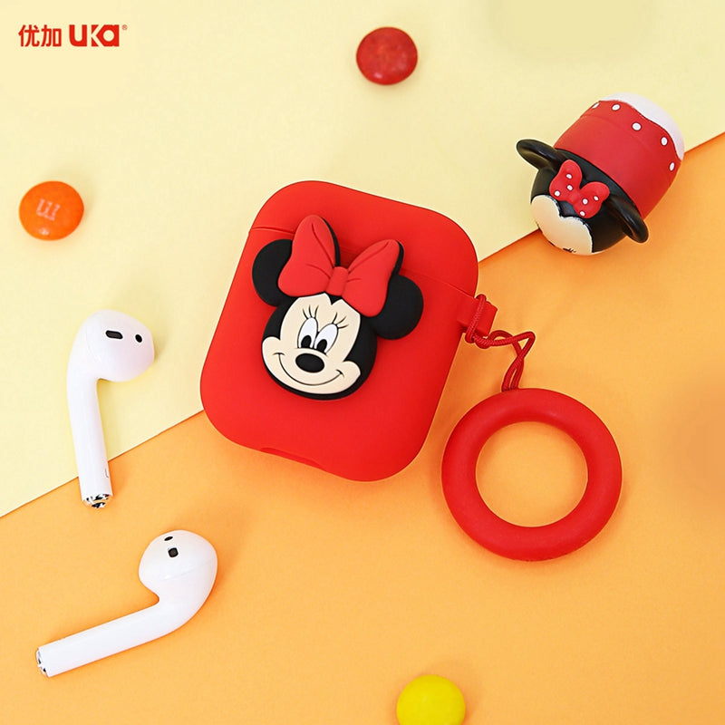 UKA Disney Shockproof Apple AirPods Pro&2&1 Silicone Case Cover with Ring Strap