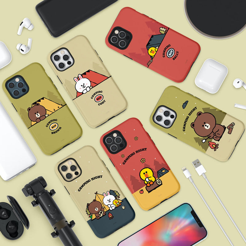 Line Friends Camping Night Dual Layer TPU+PC Shockproof Guard Up Combo Case Cover