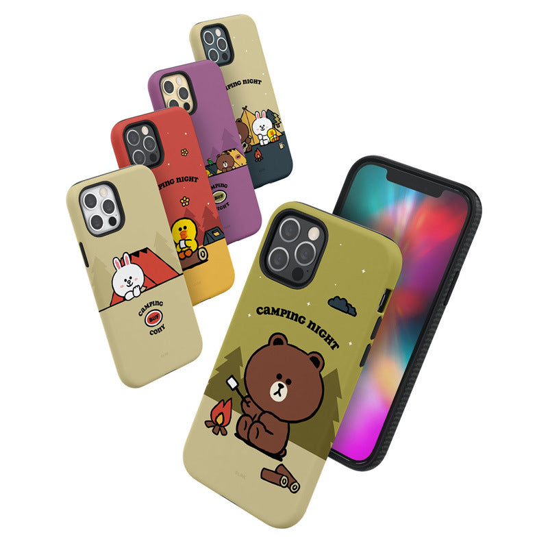 Line Friends Camping Night Dual Layer TPU+PC Shockproof Guard Up Combo Case Cover