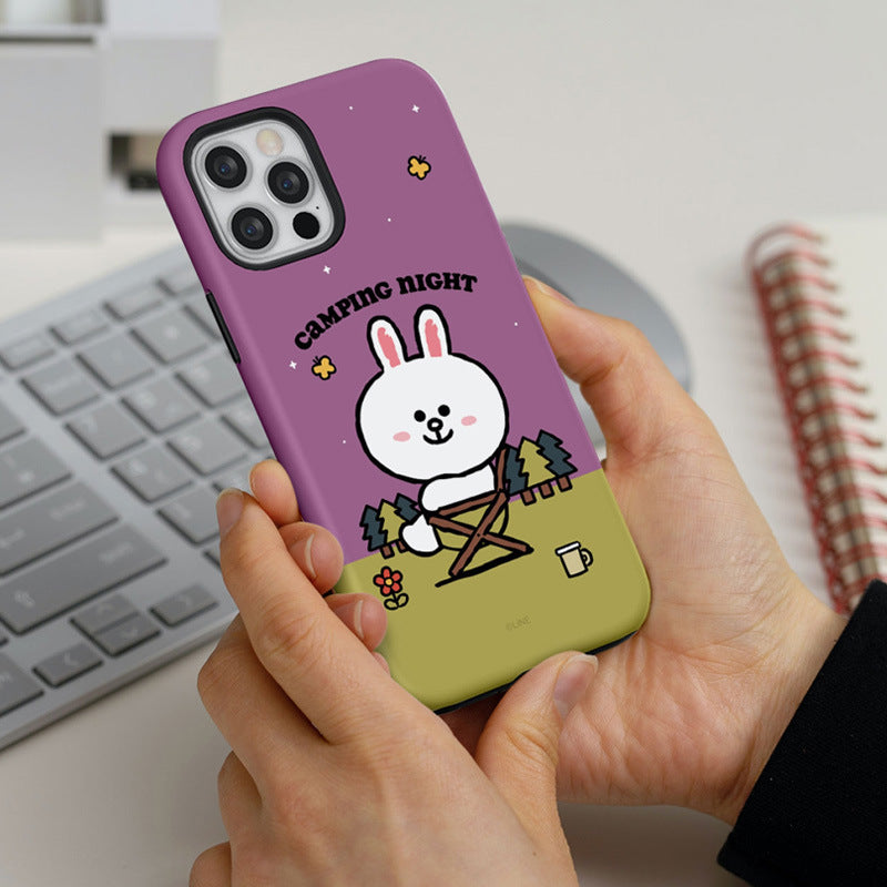 Line Friends Camping Night Dual Layer TPU+PC Shockproof Guard Up Combo Case Cover