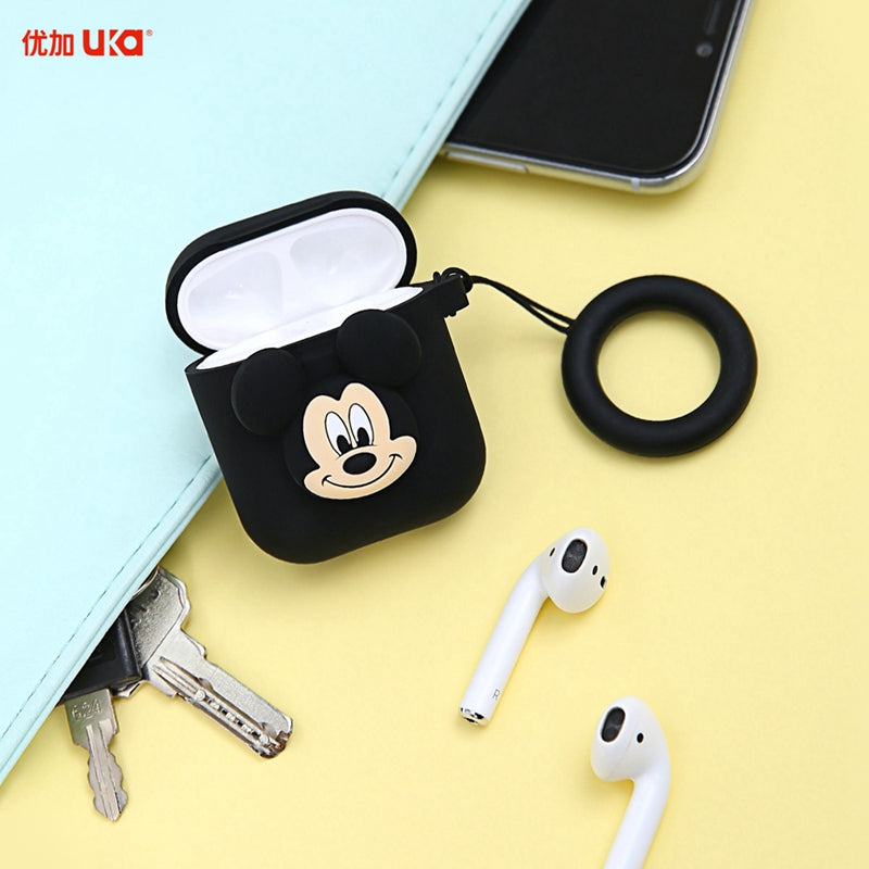 UKA Disney Shockproof Apple AirPods Pro&2&1 Silicone Case Cover with Ring Strap