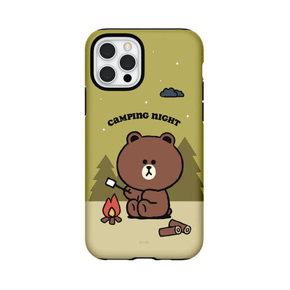 Line Friends Camping Night Dual Layer TPU+PC Shockproof Guard Up Combo Case Cover