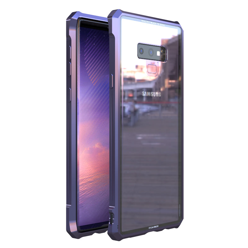 Kylin Armor Aluminum Bumper Tempered Glass Cover Case - Samsung Galaxy S9 Plus