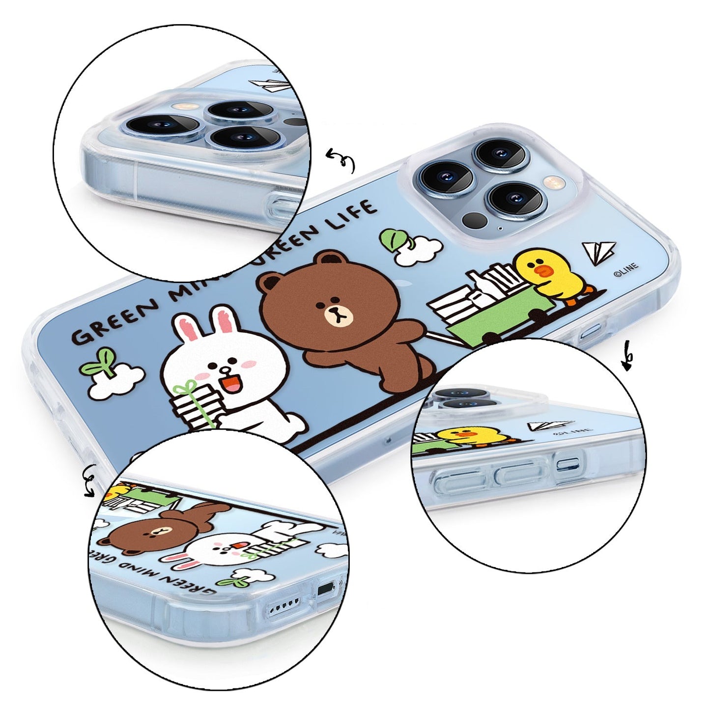 GARMMA Line Friends Green Project Air Cushion TPU+PC Back Case Cover