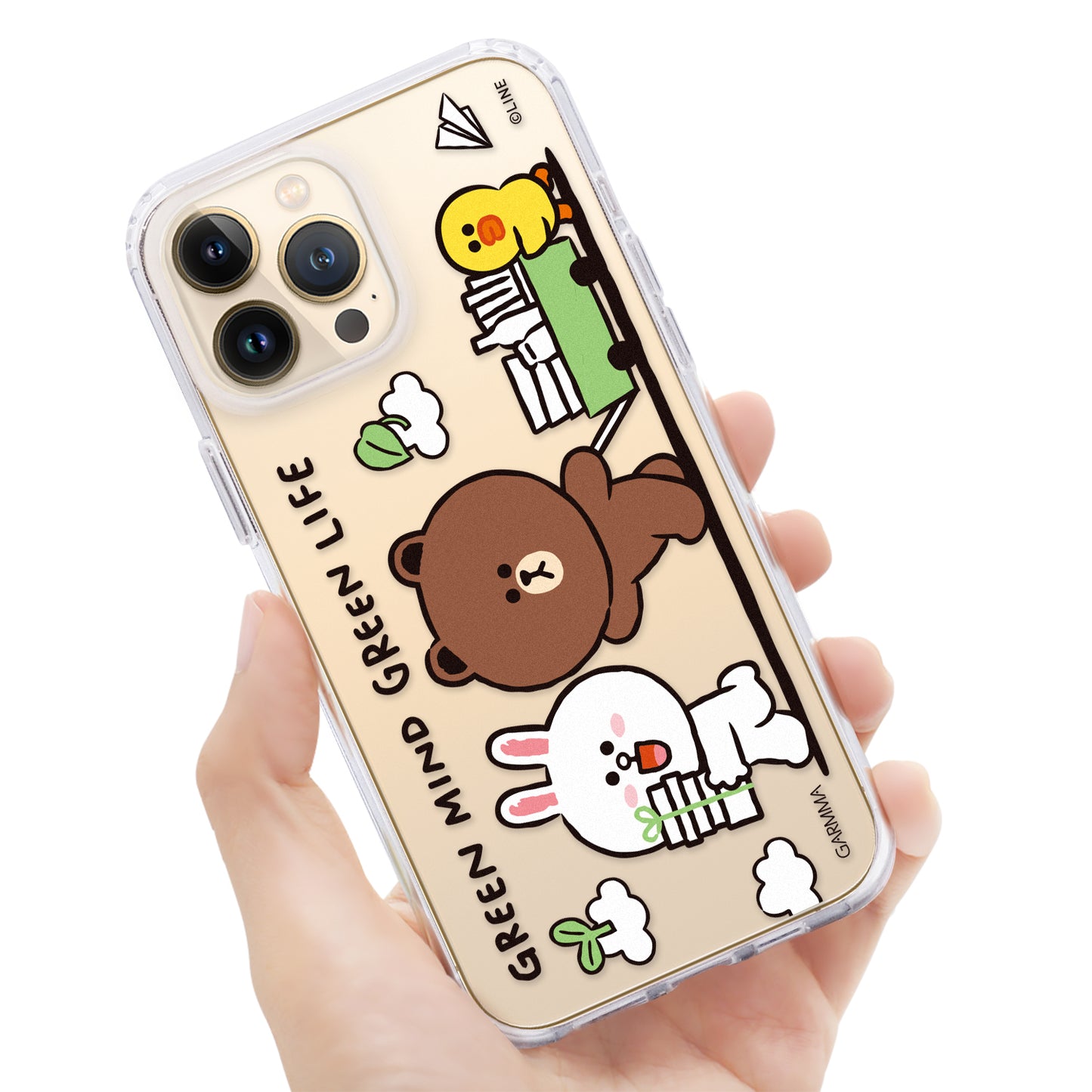 GARMMA Line Friends Green Project Air Cushion TPU+PC Back Case Cover