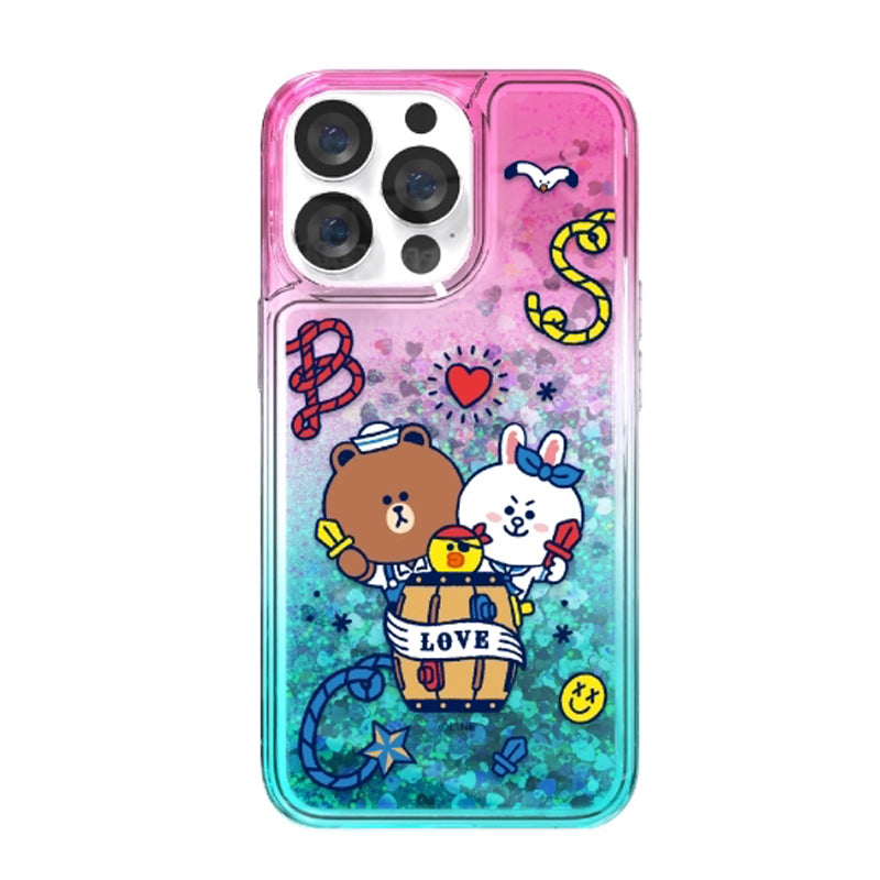 Line Friends Let's Set Sail Bling Aqua Case Cover