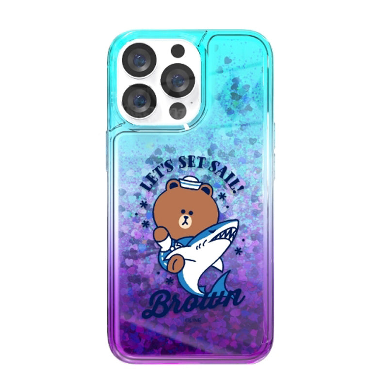 Line Friends Let's Set Sail Bling Aqua Case Cover