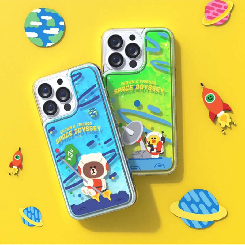 Line Friends Space Neon Aqua Case Cover