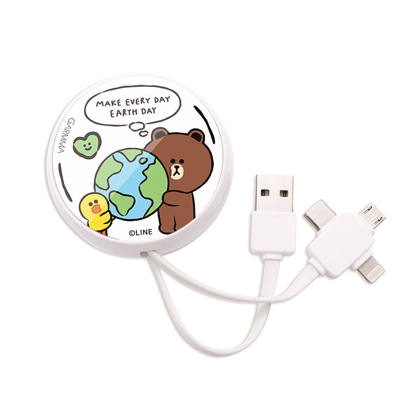 GARMMA Line Friends 3-in-1 Lightning+Type-C+Micro USB Extracted Extension Cable