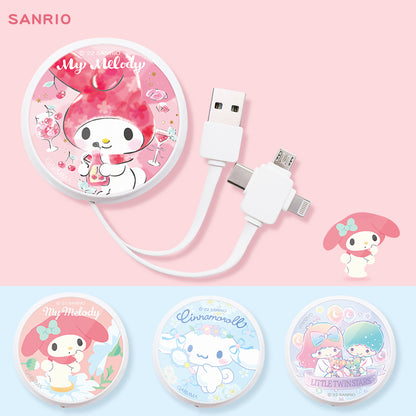 GARMMA Sanrio Characters 3-in-1 Lightning+Type-C+Micro USB Extracted Extension Cable