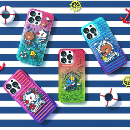 Line Friends Let's Set Sail Bling Aqua Case Cover